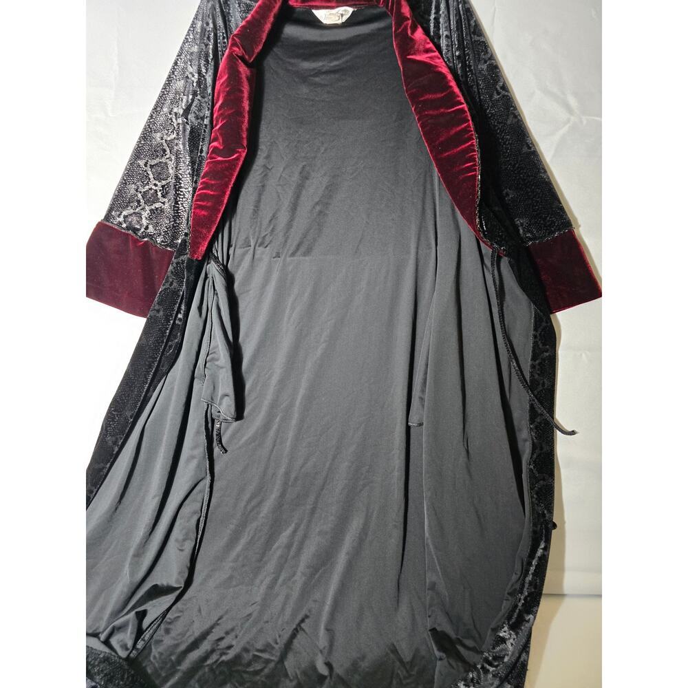 Diamond Tea Vintage Luxury Robe Velvet Gown Red Black Size Small - Picture 8 of 10